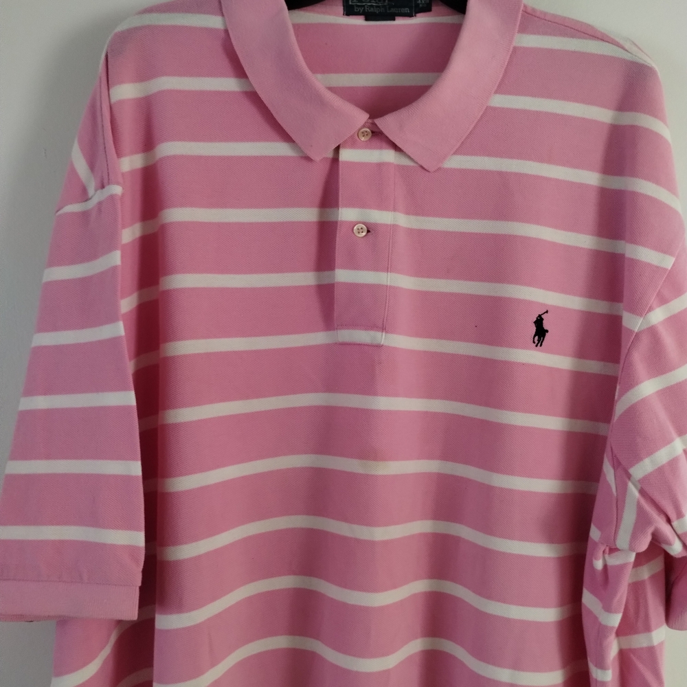 Ralph Lauren Pink and White Striped Polo Shirt